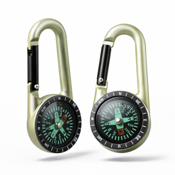 karabíner iránytűvel