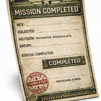 küldetés teljesítve oklevél